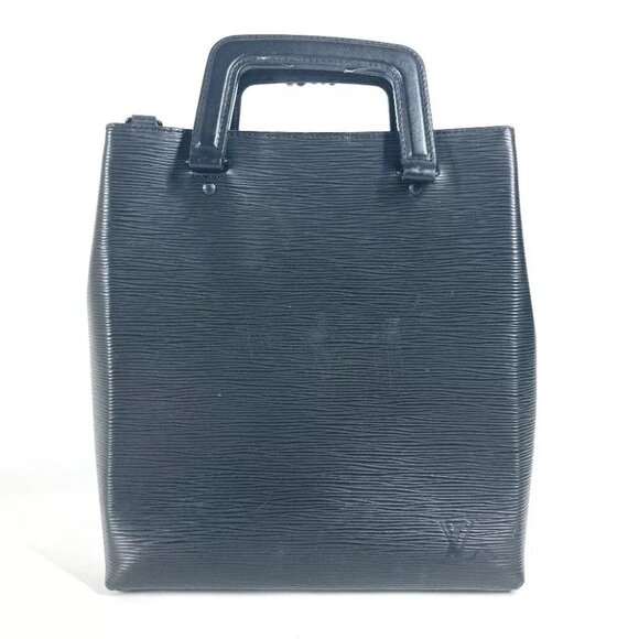 LOUIS VUITTON Epi Sac Plat fold Bag Tote Bag Hand Bag Epi Leather Black - Picture 1 of 16